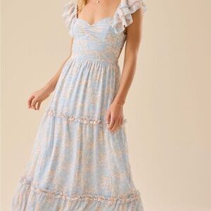 Altar'd State Light Blue Floral Maxi Dress